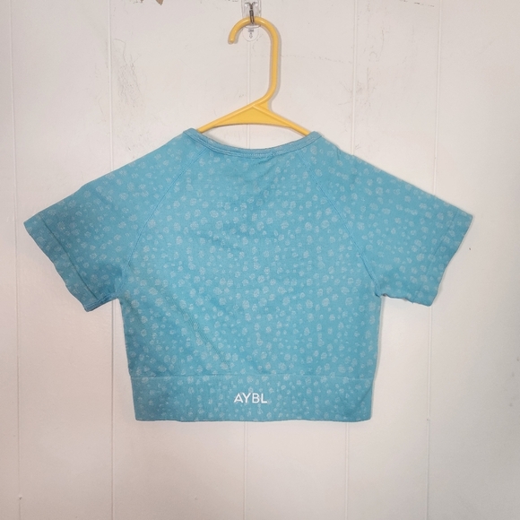 Aybl Evolve Light Aqua Blue Speckled Short Sleeve Crop Top Size Small - Picture 3 of 15